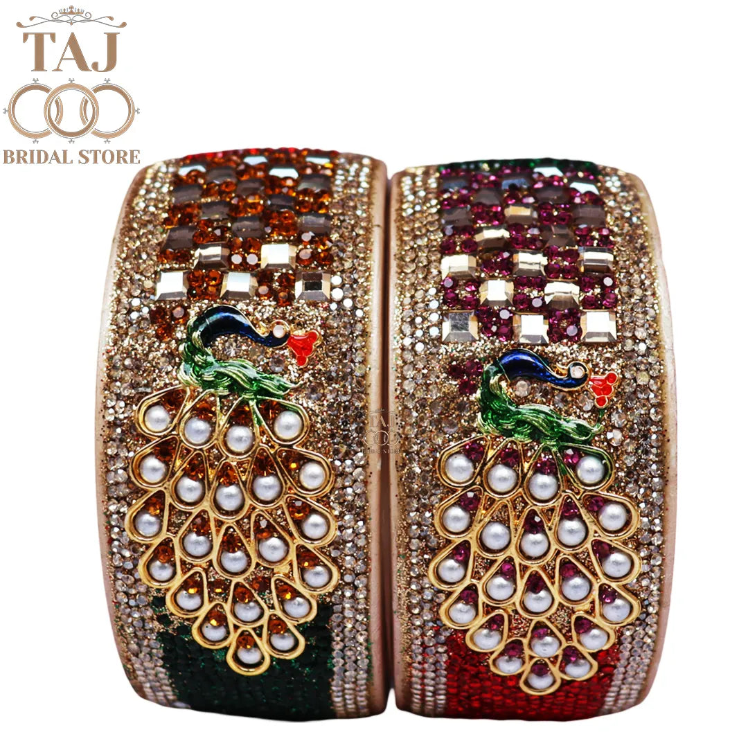 Rajasthani Lac Kada Set with New Peacock Design (Set of 2)