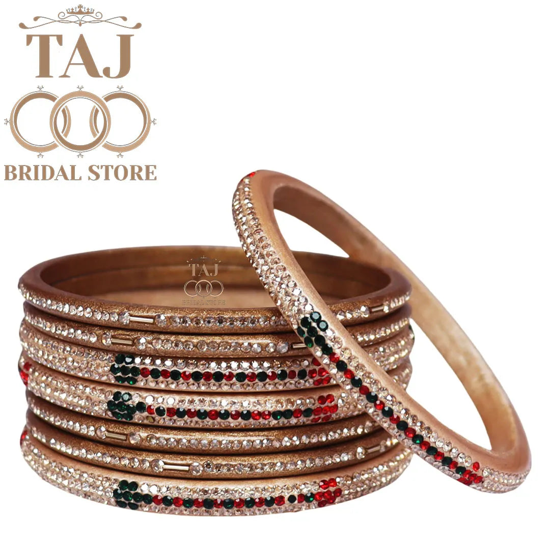 Traditional Lac Short Chura Set With Beautiful Best Rhinestons Design (Set Of 8)