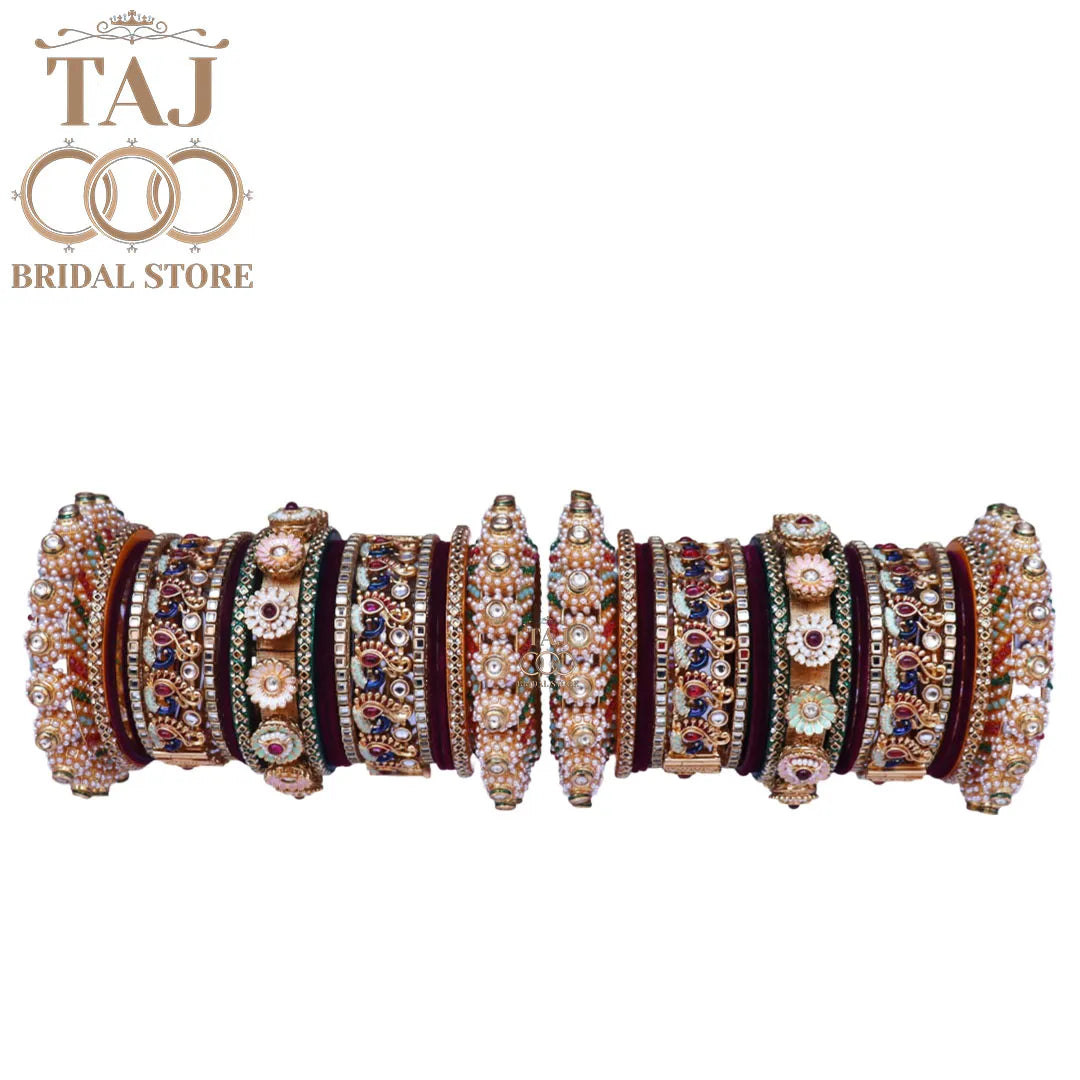 Royal Rajwadi Wedding Bangles Set With Beautiful New Peacock Design Kada
