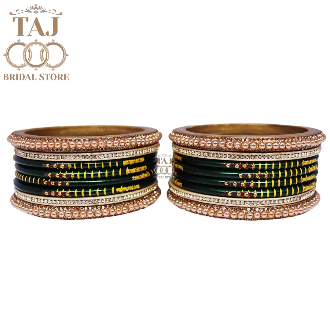Diwali Special Short Lac Bangle Set with Beautiful Handpaint Design