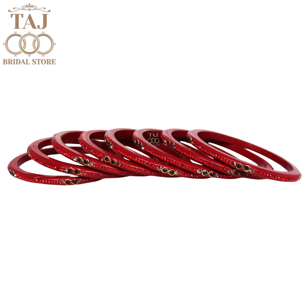 Designer Short Lac Bangles For Women With Latest Rhinestones Design