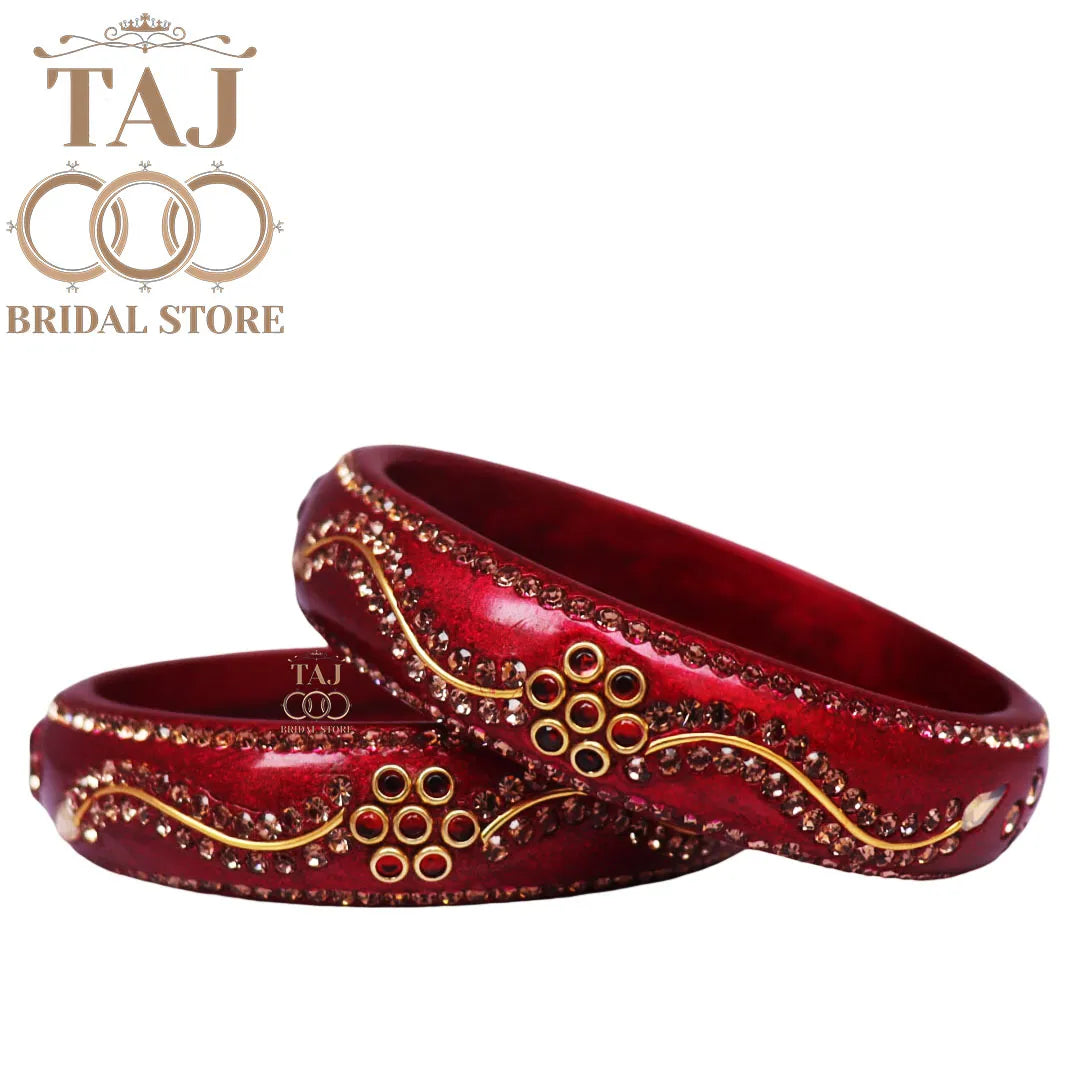 Daily Wear Designer Lac Kada With New Flower And Lace Design (Set Of 2)