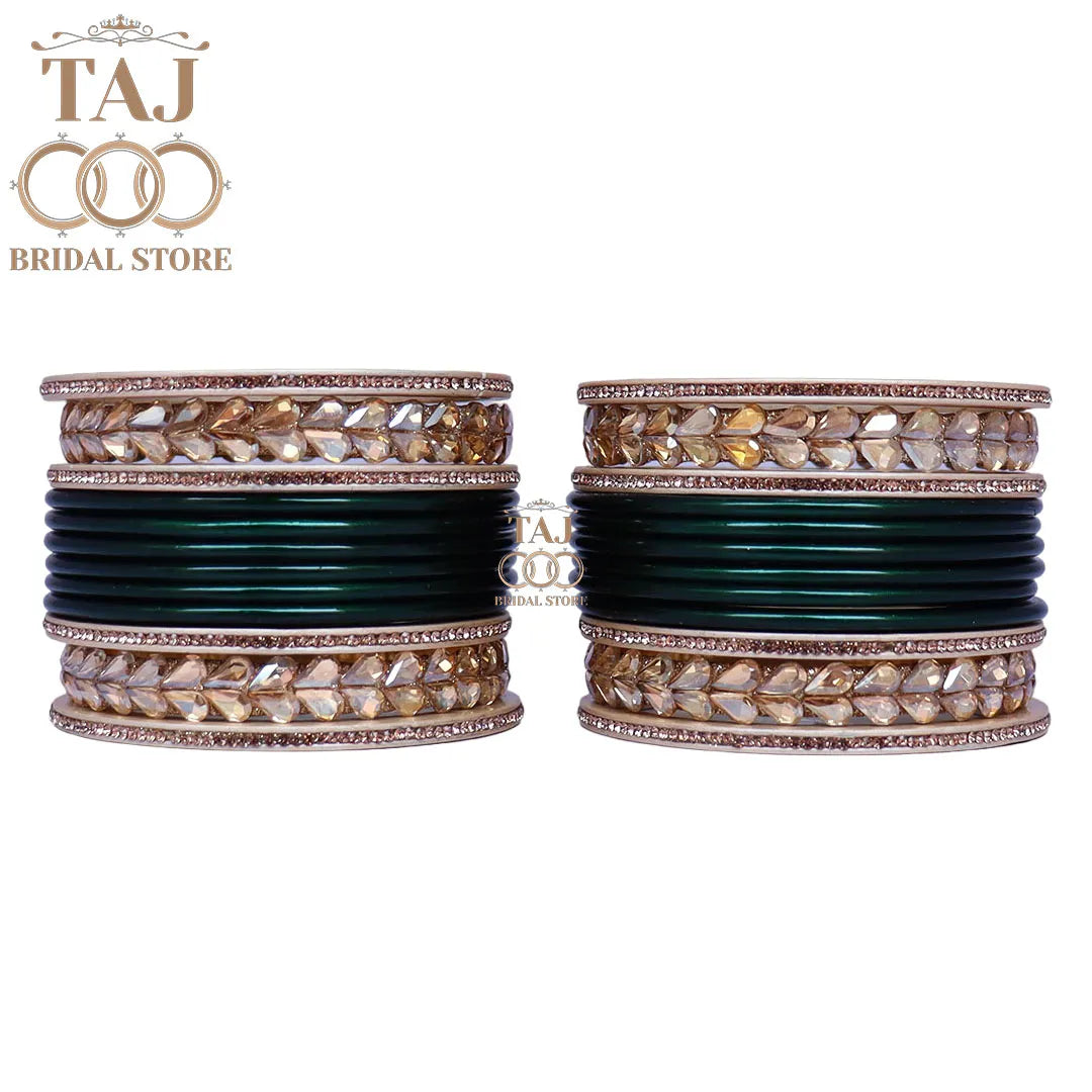 Lac Semi Bridal Bangles Set With Beautiful Kundan Design Kada