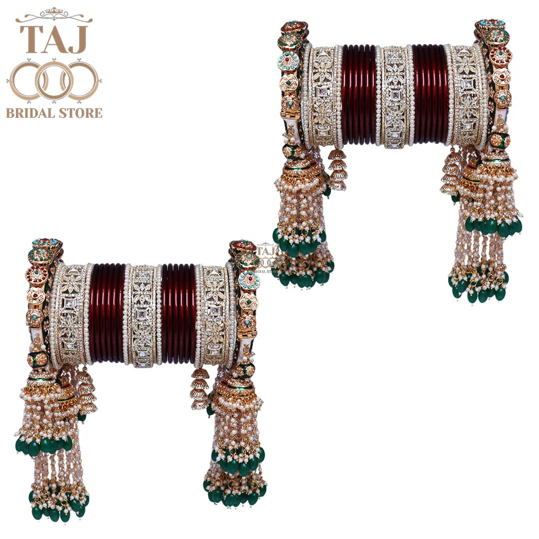 Luxurious Rajwadi Bangles Set with Best AD Bangles and Jhoomer Design