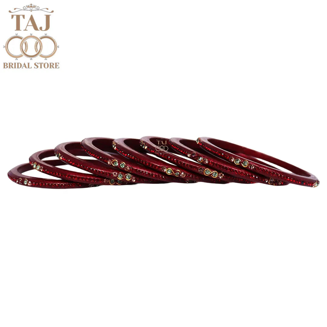 Designer Short Lac Bangles For Women With Latest Rhinestones Design