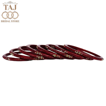 Designer Short Lac Bangles For Women With Latest Rhinestones Design
