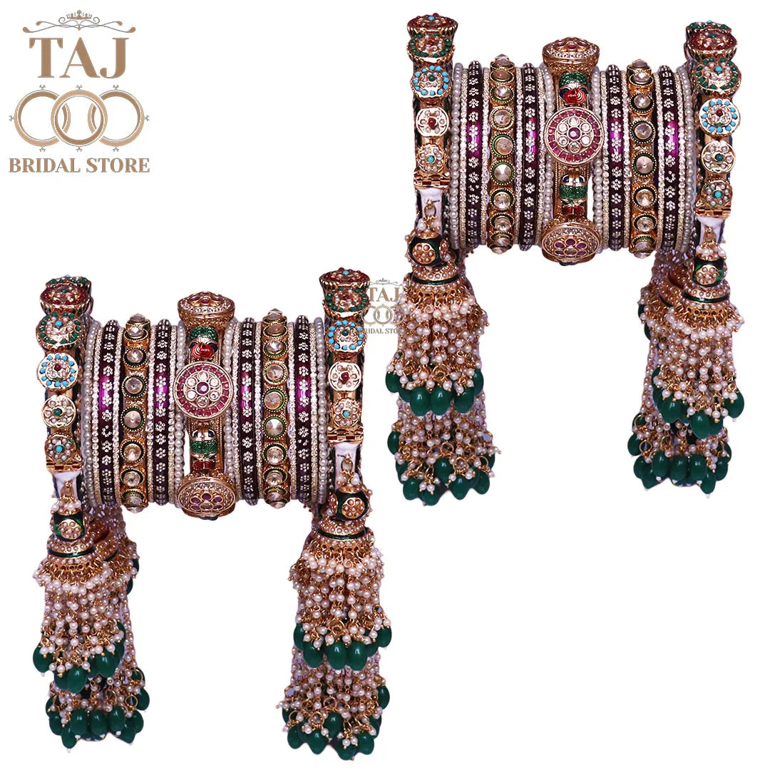 Luxurious Rajwadi Wedding Bangles Set in Beautiful Traditional Design