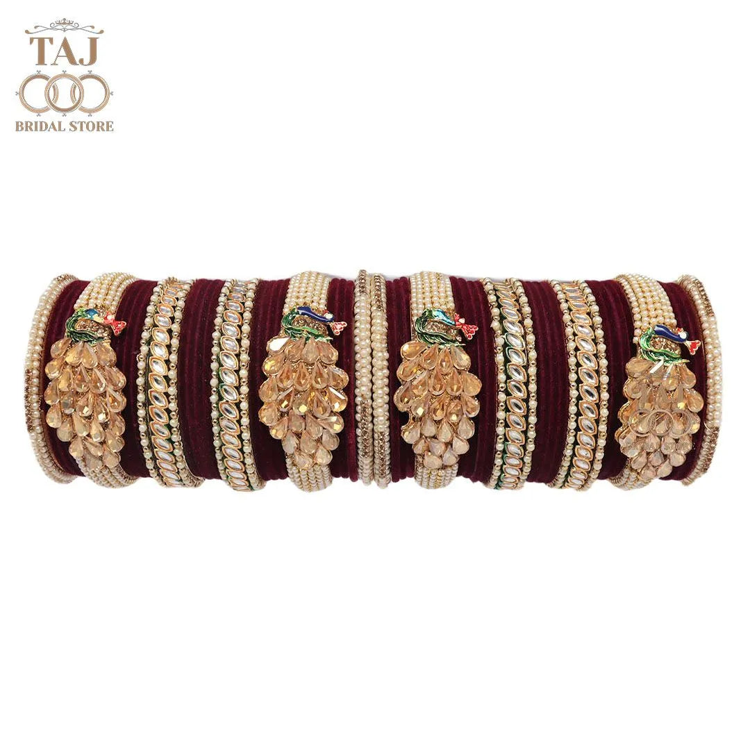Rajwadi Wedding Bangles with Beautiful Peacock Design Taj Bridal Store