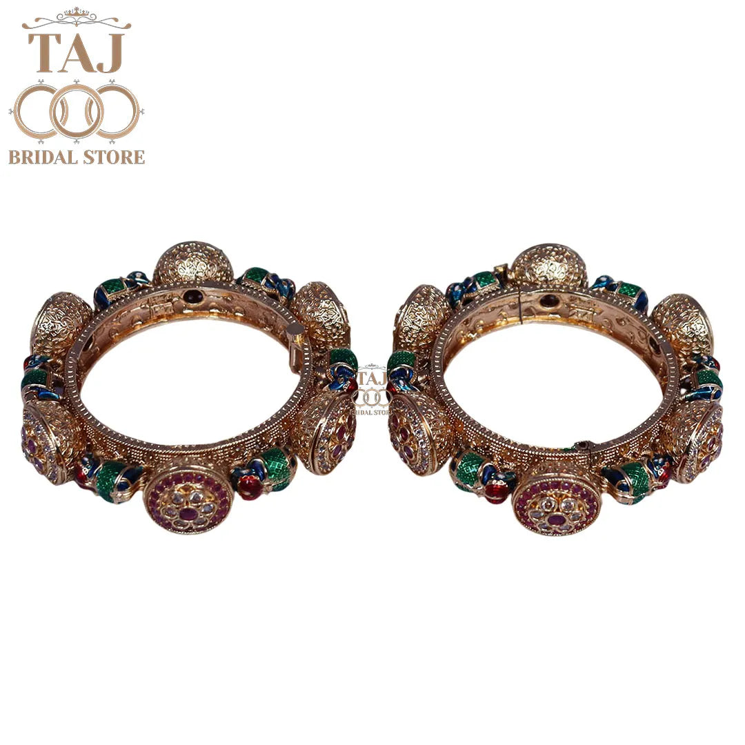 Luxurious Rajwadi Style Metal Bracelet in Traditional Elephant Motifs