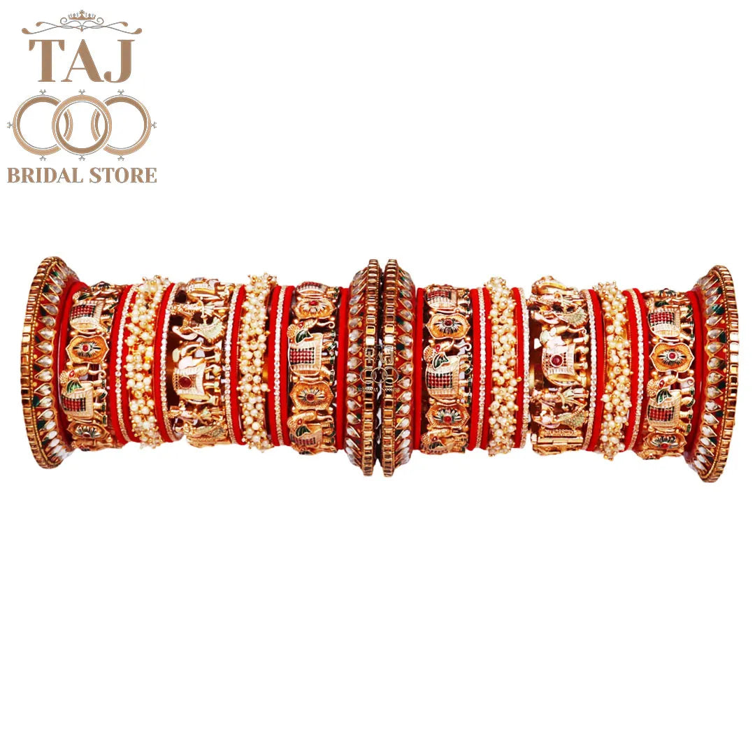 Premium Dulhan Bangles Set with Beautiful Elephant Motifs