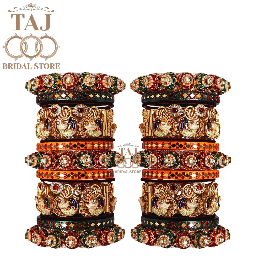 Traditional Rajwadi Bangles with Peacock Motif