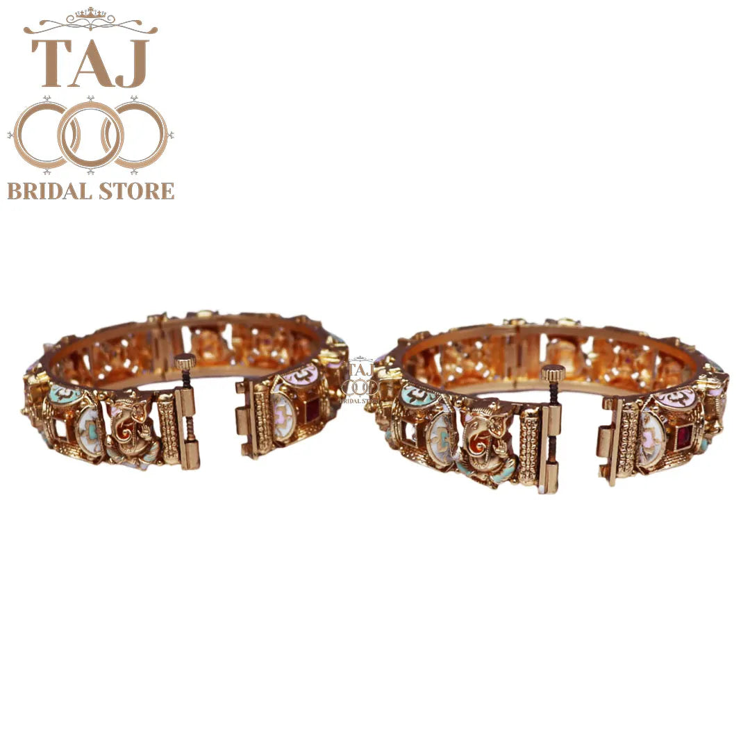 Divine Ganesh Rajwadi Bracelet Set (Set of 2)