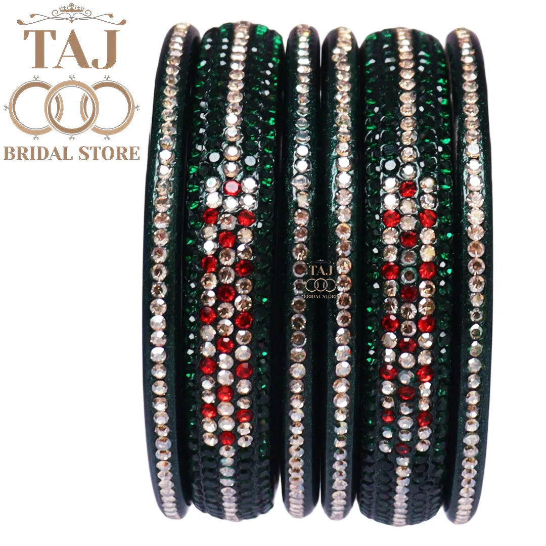 Lac Bangles Chura with Rhinestons Design