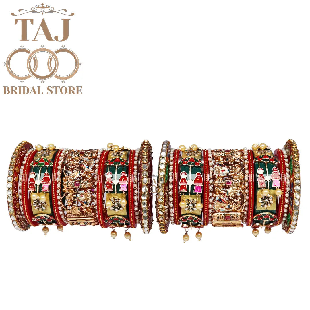 Dhulhan Chura Set With Beautiful Dandiya Design Metal Kada