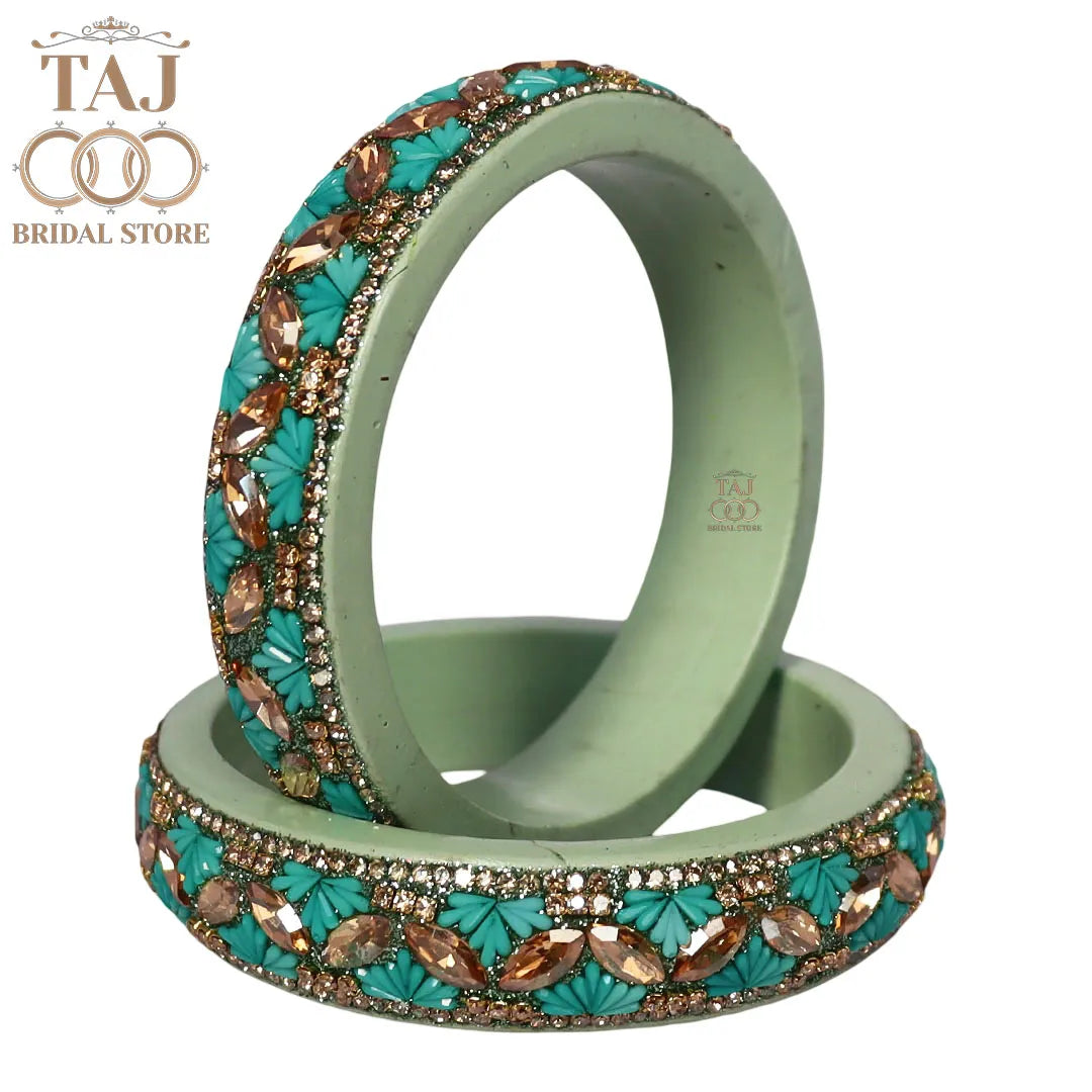 Jaipuri Stylish Lac Kada Bangles in Latest Kundan Rhinestones Design