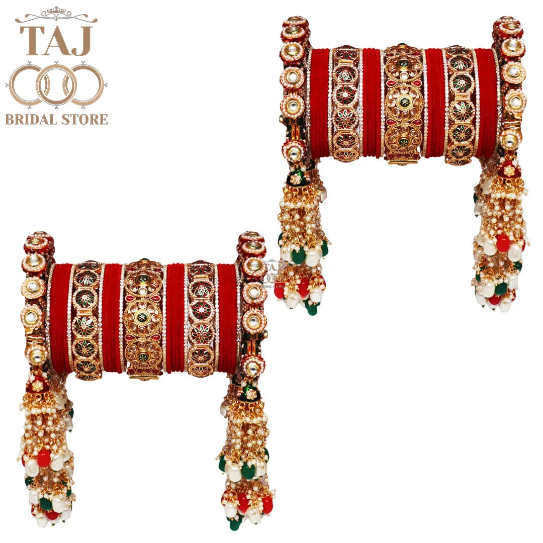 Luxurious Traditional Bangles Set with Latest Heavy Latkan Bangadi