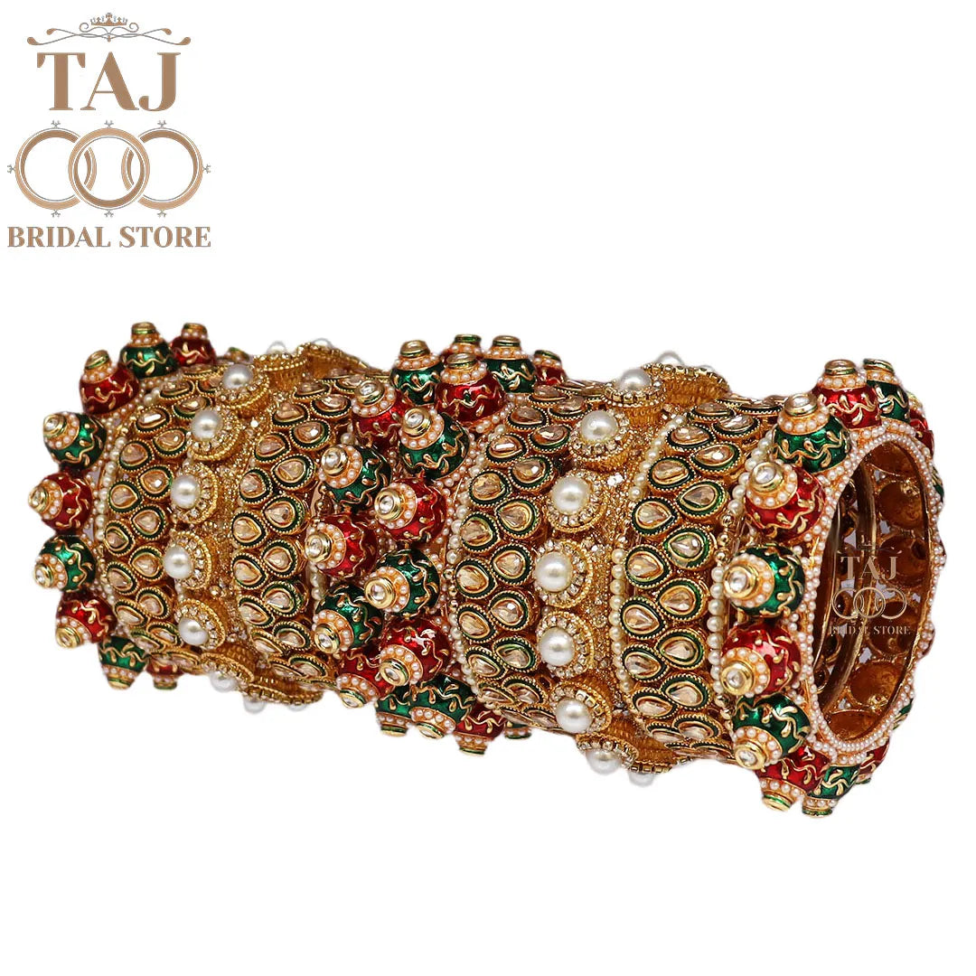 Heavy Rajwadi Bangles Set with Beautiful Traditional Bangadi
