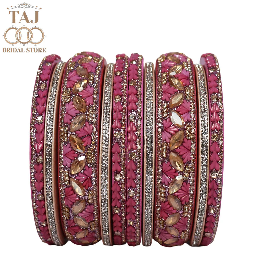 Women's Rajasthani Short Lac Bangles Set With Latest Kundan Design