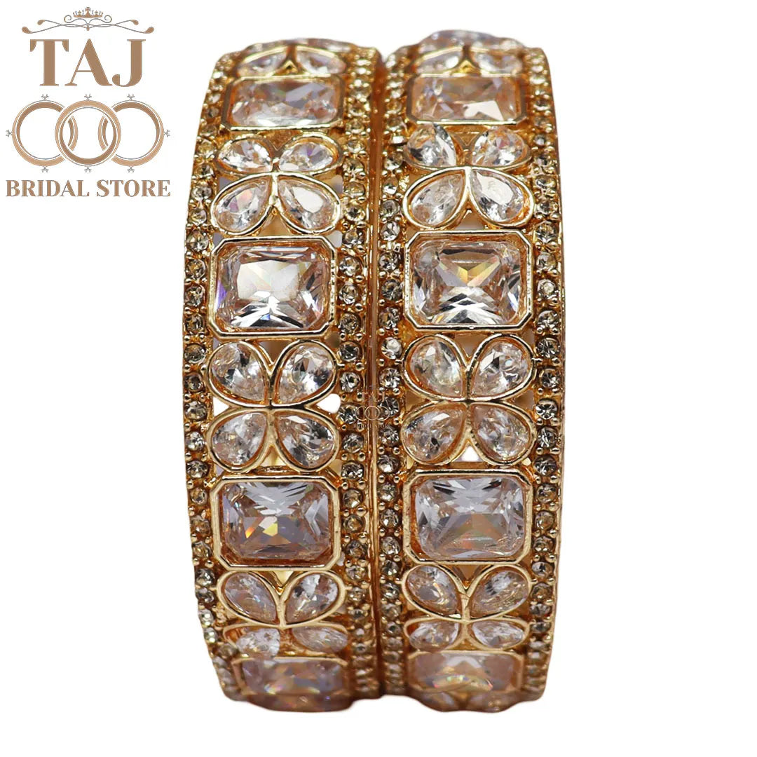 Sparkling Kundan and AD Kada Bangles (Set of 2)