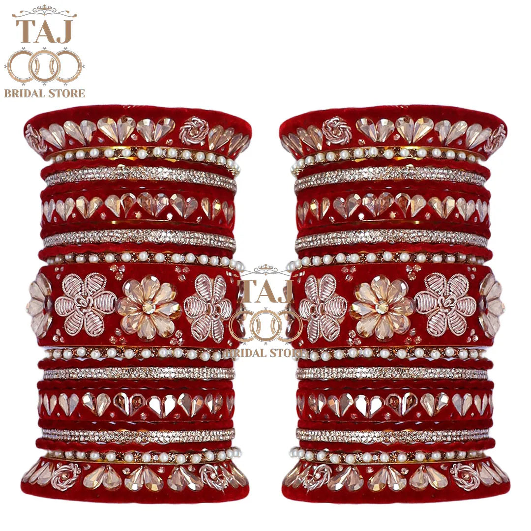 Wedding Bangle Set with Beautiful Latest Flower Design Kada