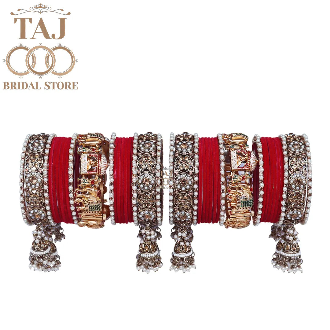 Most Popular Bridal Bangles Set With Beautiful Doli and Elephant Design Kada
