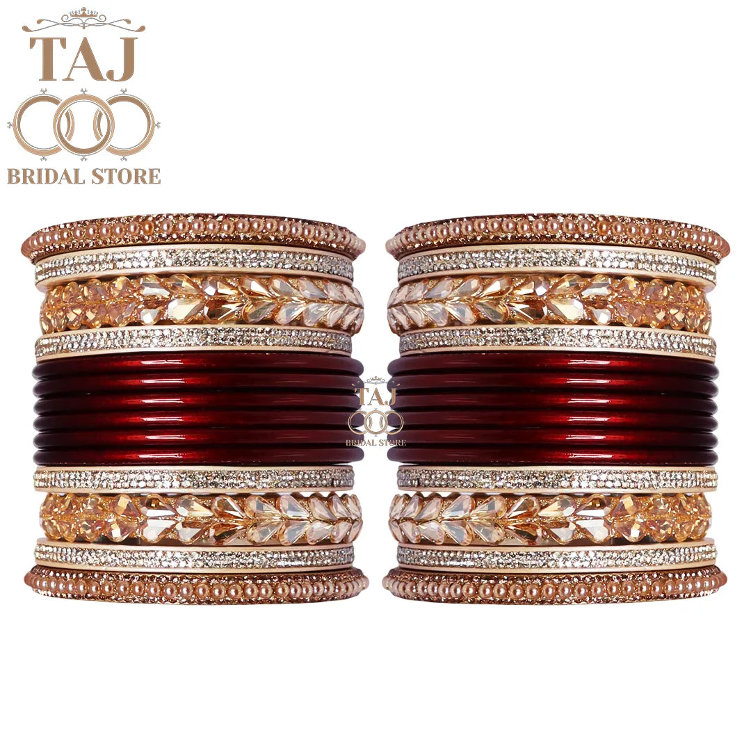 Punjabi Lac Bangles Set with Beautiful Kundan Design