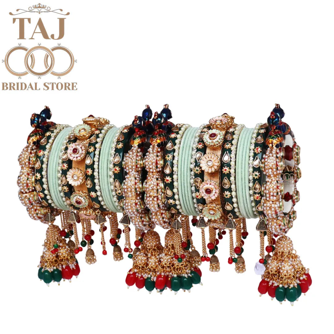 Royal Rajwadi Wedding Chura Set With Heavy Peacock and Jhoomer Design Bangadi