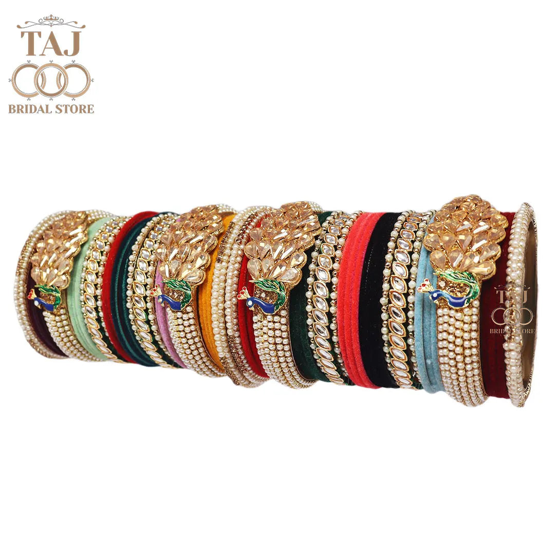 Rajwadi Wedding Bangles with Beautiful Peacock Design Taj Bridal Store