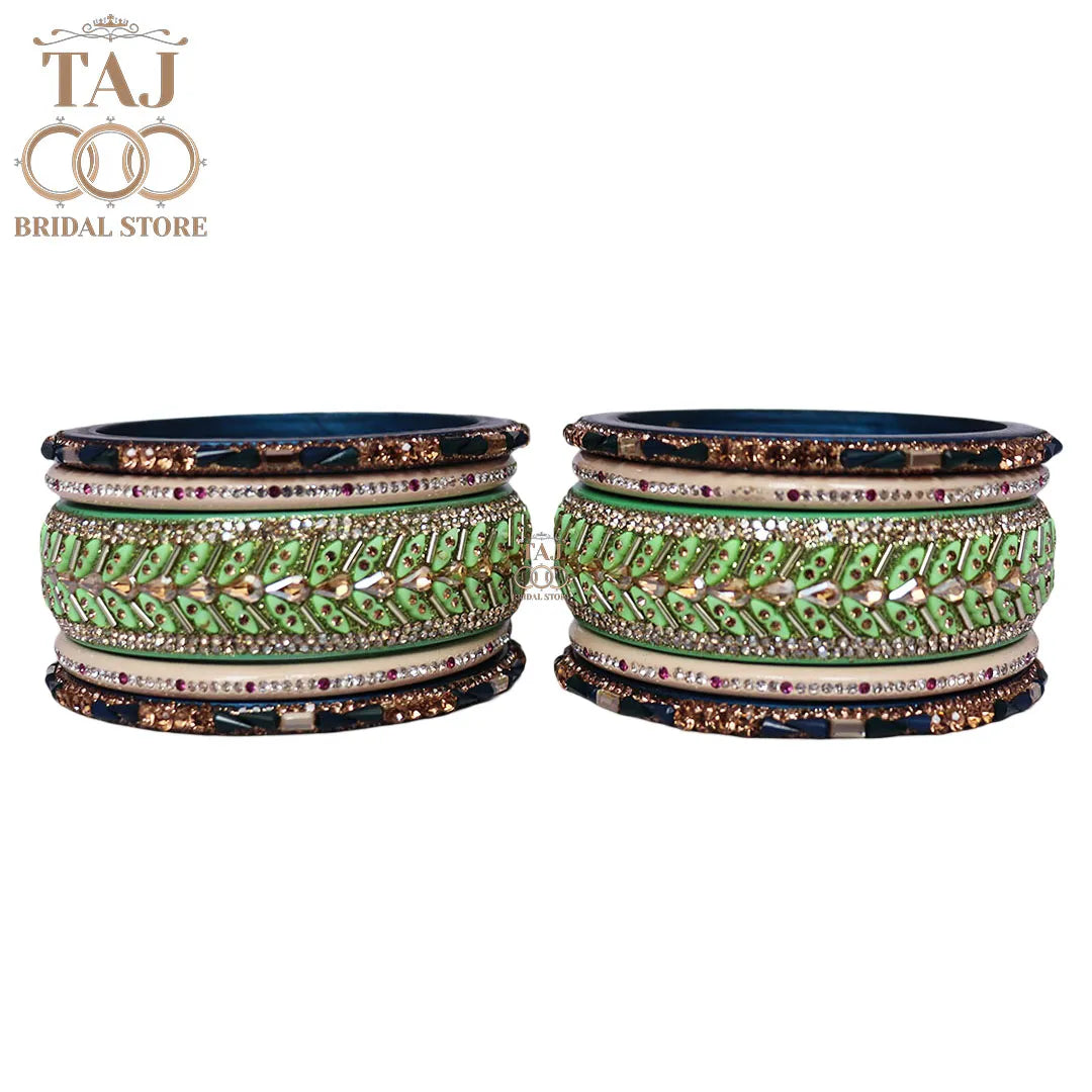 Women Lac Short Bangles Set With Latest Kundan Rhinestones Design