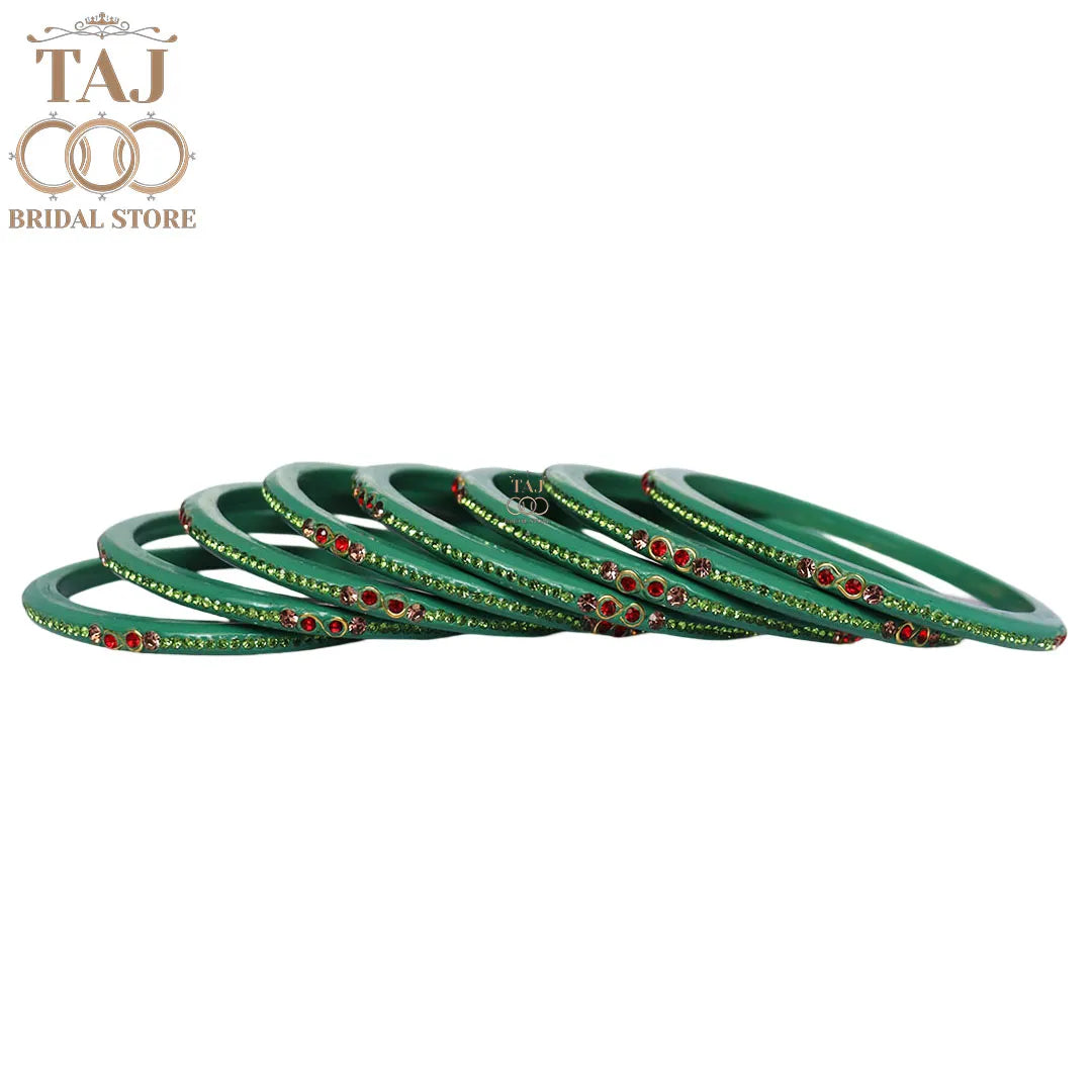 Designer Short Lac Bangles For Women With Latest Rhinestones Design