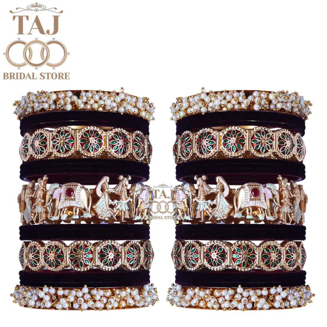 Rajwadi Wedding Chura with Elephant Motifs and Floral Designs