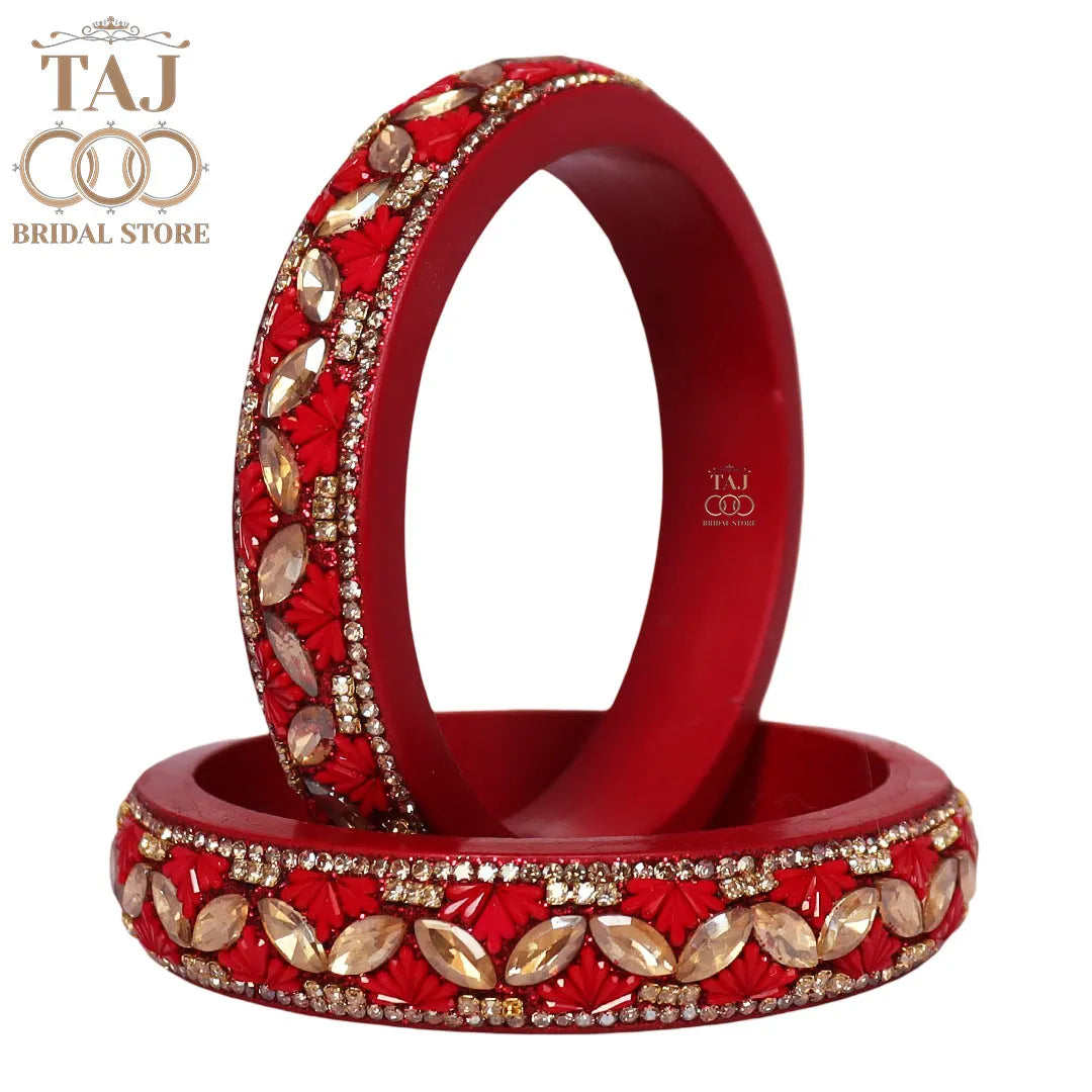 Jaipuri Stylish Lac Kada Bangles in Latest Kundan Rhinestones Design