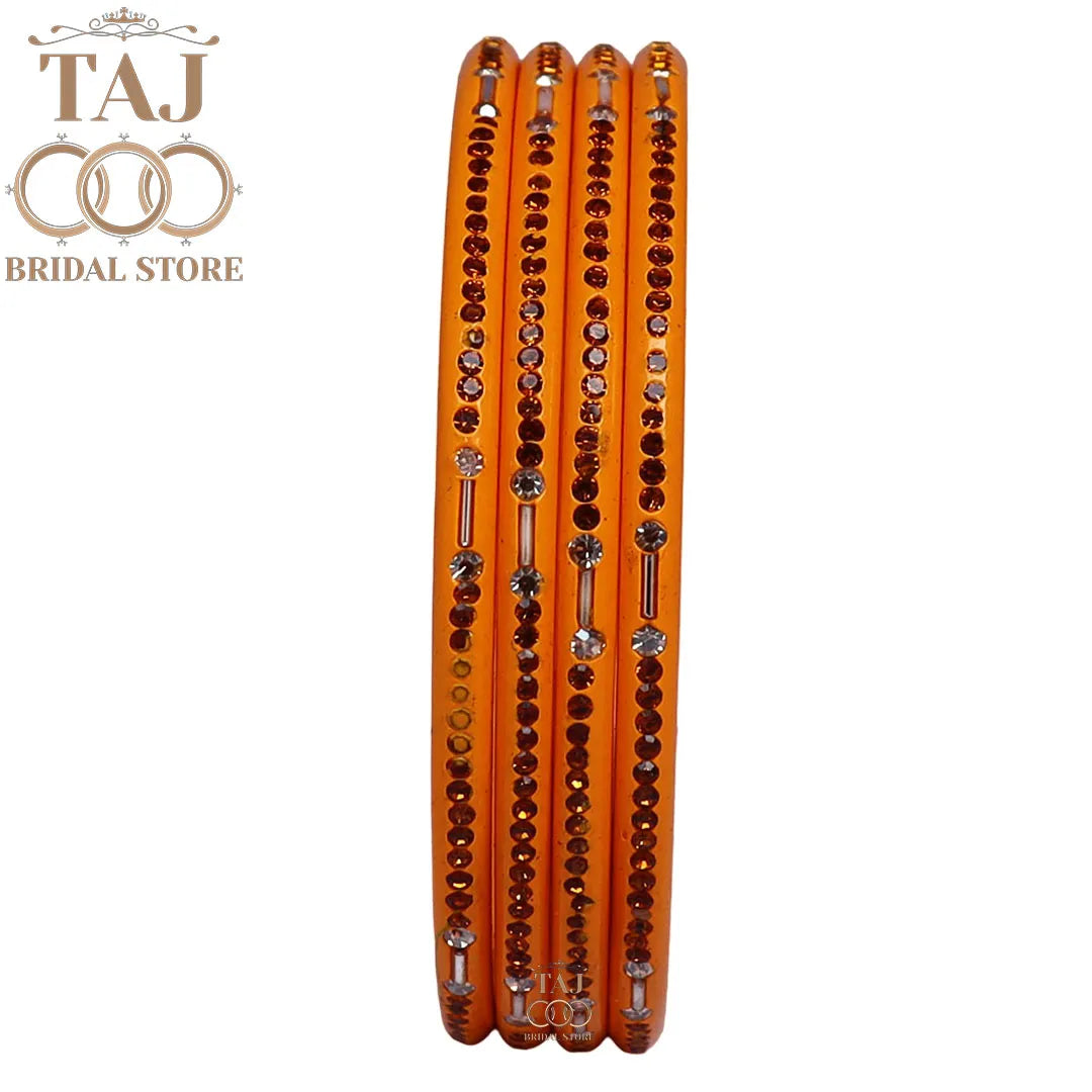 Rajasthani Lac Chudi With Beautiful Rhinestone Design (Pack of 4) Taj Bridal Store