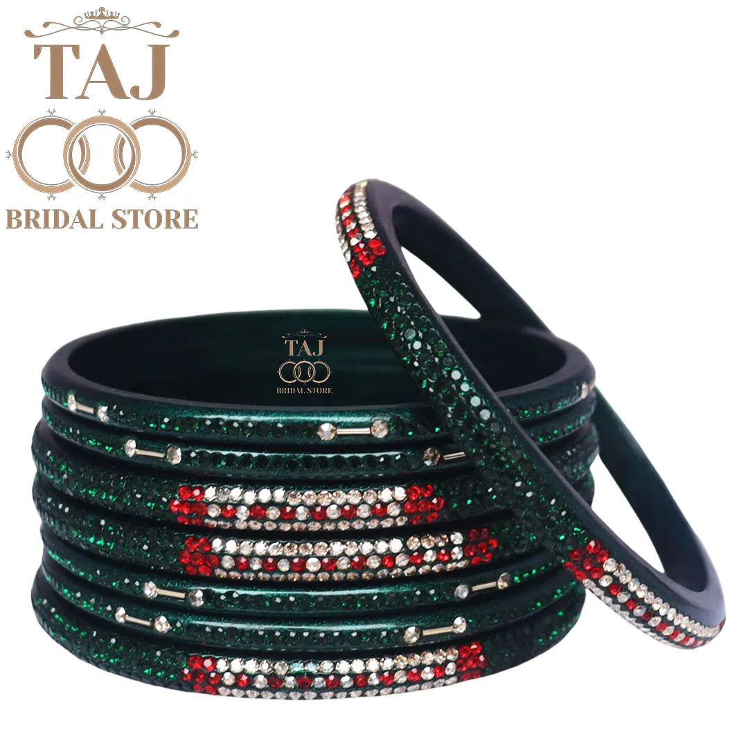 Traditional Lac Short Chura Set With Beautiful Best Rhinestons Design (Set Of 8)