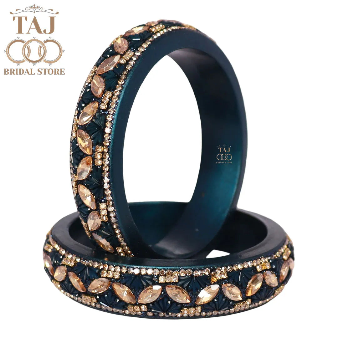 Jaipuri Stylish Lac Kada Bangles in Latest Kundan Rhinestones Design