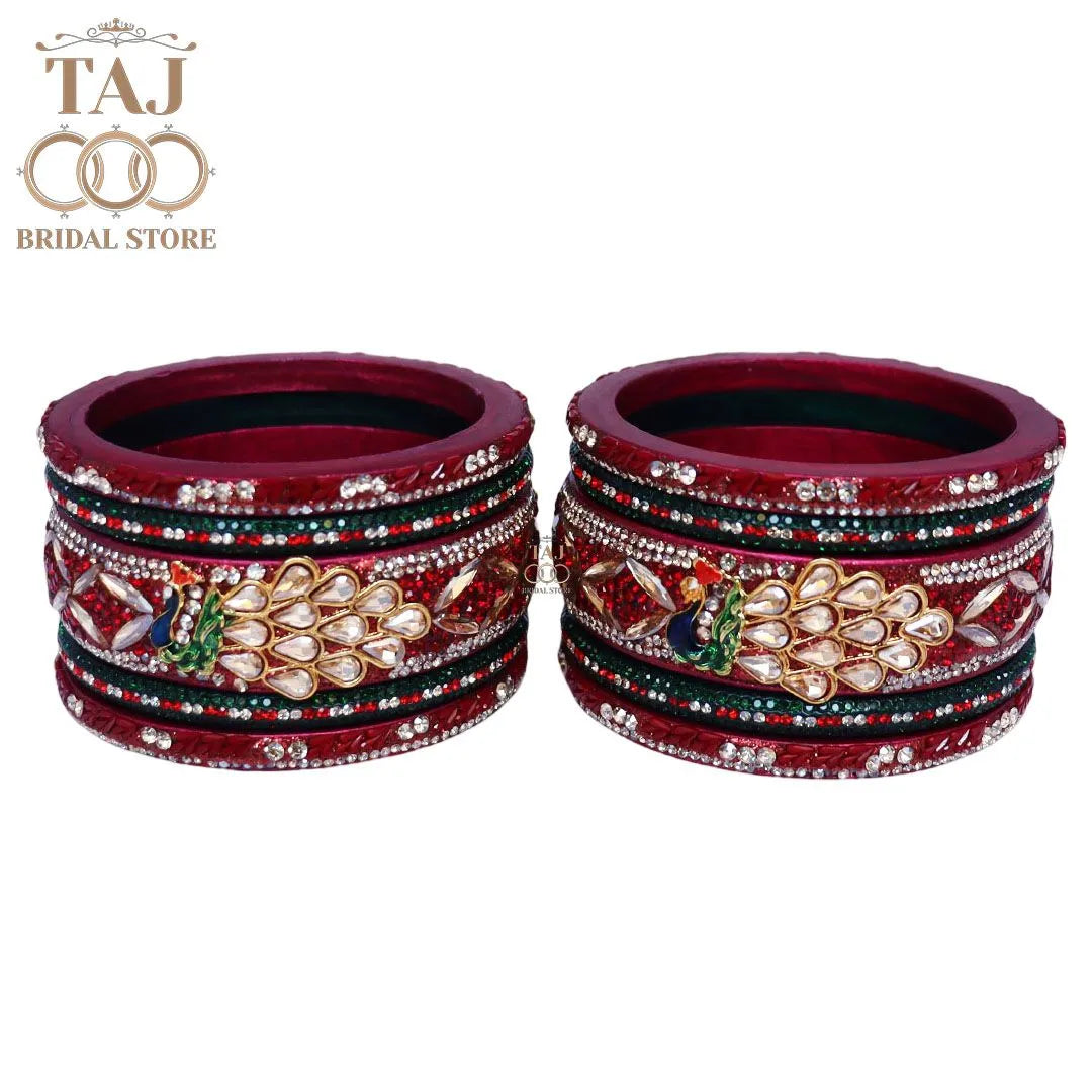 Luxurious Rajasthani Short Lac Bangles Set with Latest Peacock Design