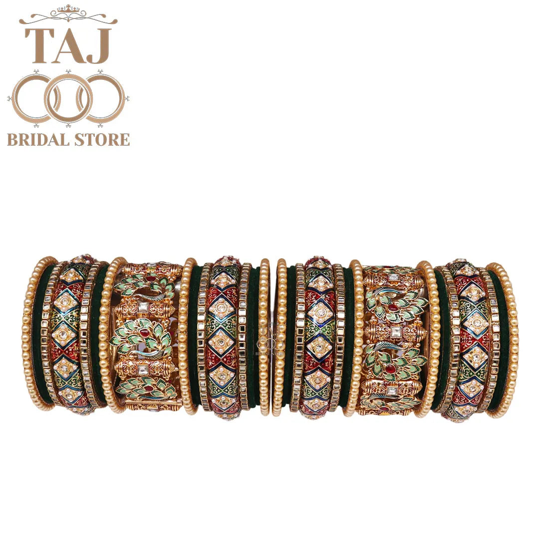 Indian Wedding Bangles Set With Beautiful Latest Peacock Design Kada Taj Bridal Store