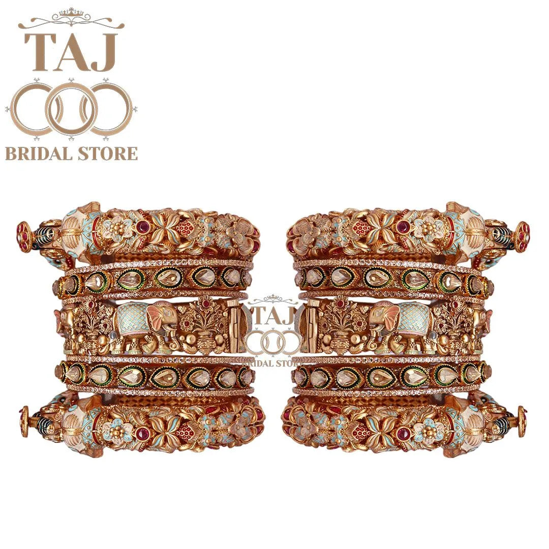 Royal Rajasthani Wedding Chuda Set With Beautiful Elephant Design
