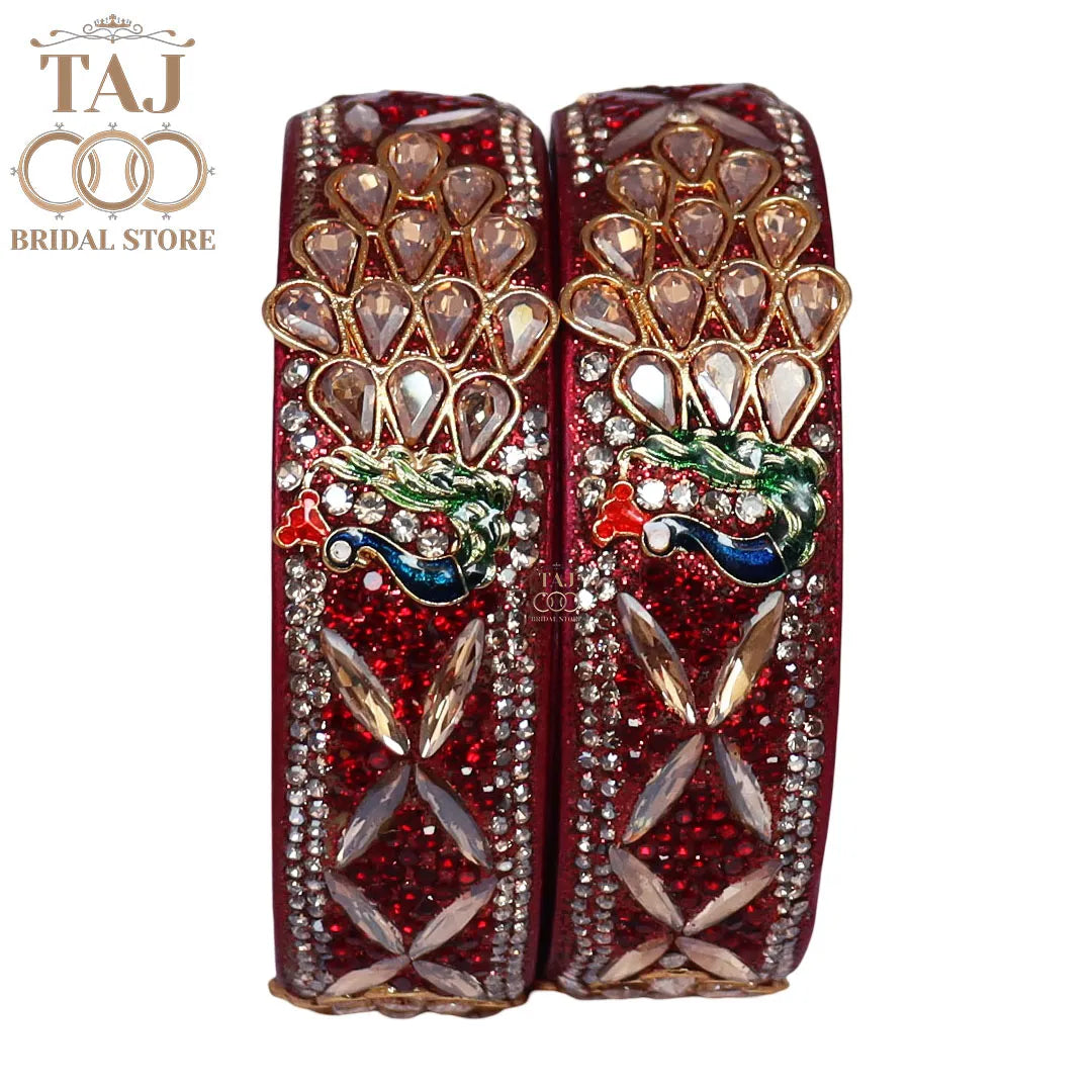 Premium Jaipuri Lac Kada Bangles Set with Latest Peacock Design