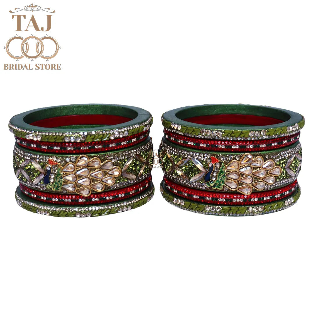 Luxurious Rajasthani Short Lac Bangles Set with Latest Peacock Design