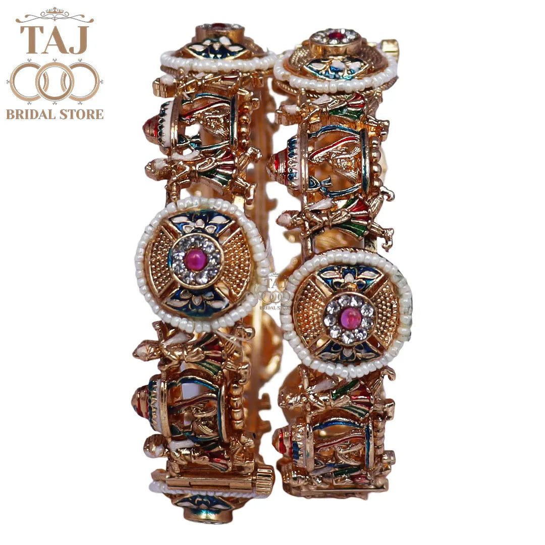 Designer Rajwadi Metal Kada Pair with New Traditional Doli Design