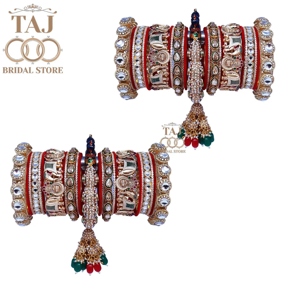Royal Rajasthani Chuda Set With Beautiful Latest Peacock and Jhoomer Design