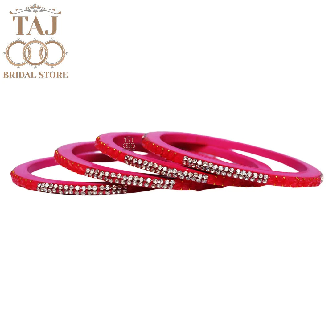 Rajasthani Lac Bangles With Beautiful Traditional Rhinestons Design
