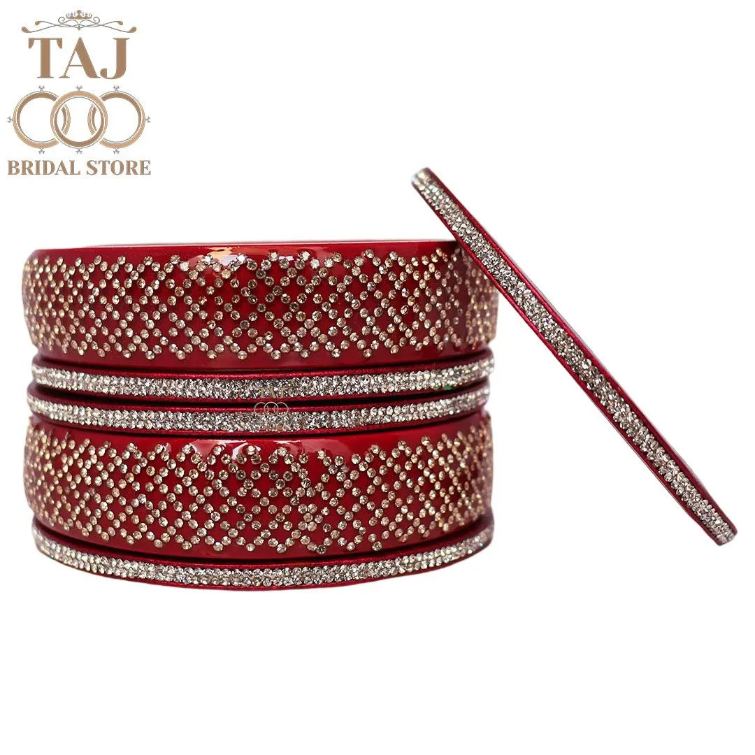 Premium Jaipuri Short Lac Bangles Set with Best Rhinestones Design