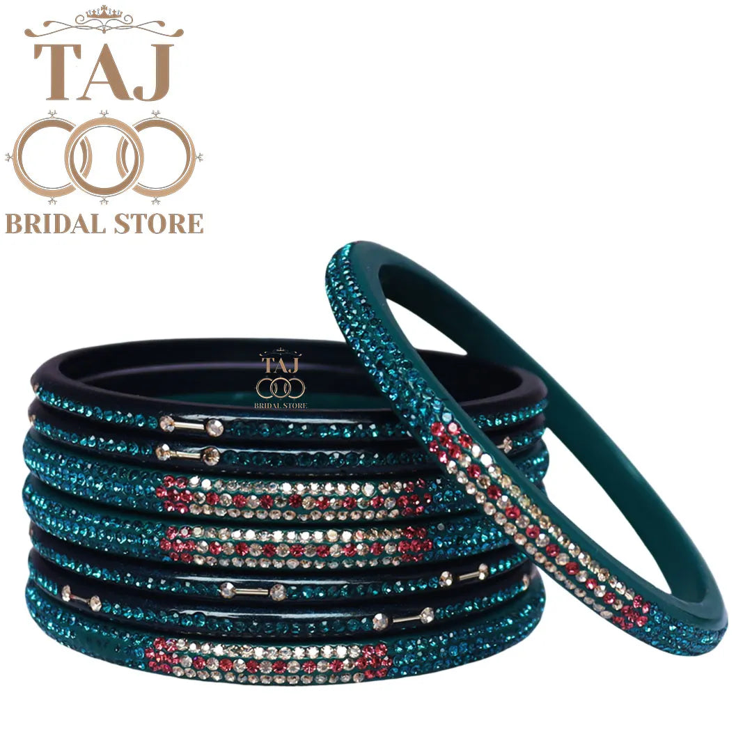 Traditional Lac Short Chura Set With Beautiful Best Rhinestons Design (Set Of 8)