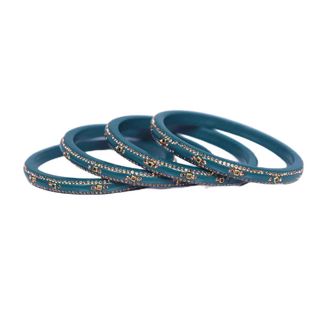 Lac Bangles with Beautiful Rhinestones Design (Pack of 4) Taj Bridal Store