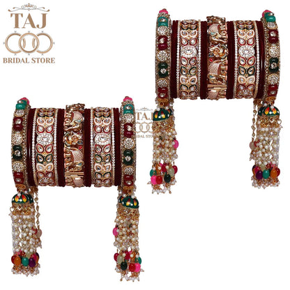 Premium Rajwadi Wedding Bangles Set With Latest Colorful Hanging's