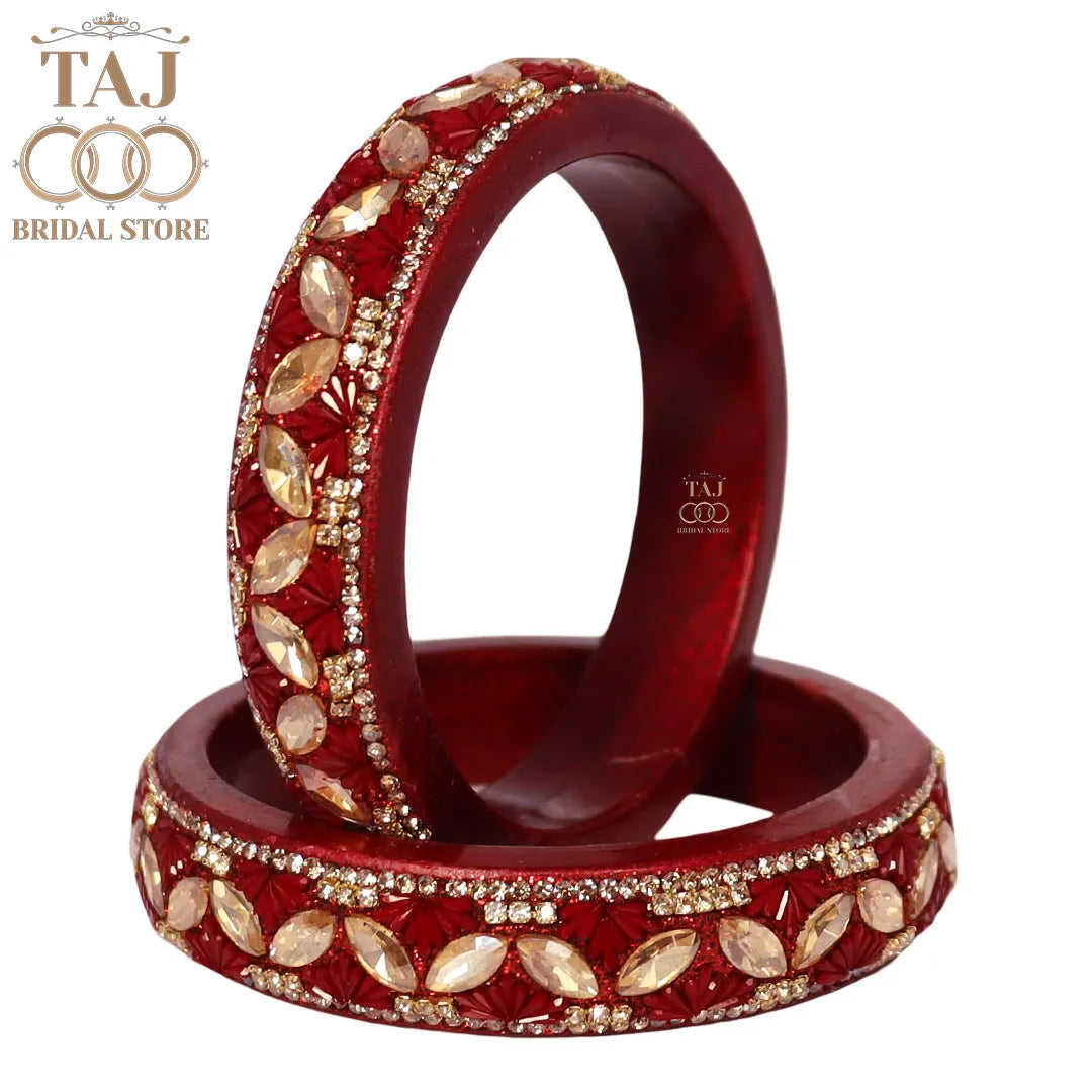 Jaipuri Stylish Lac Kada Bangles in Latest Kundan Rhinestones Design