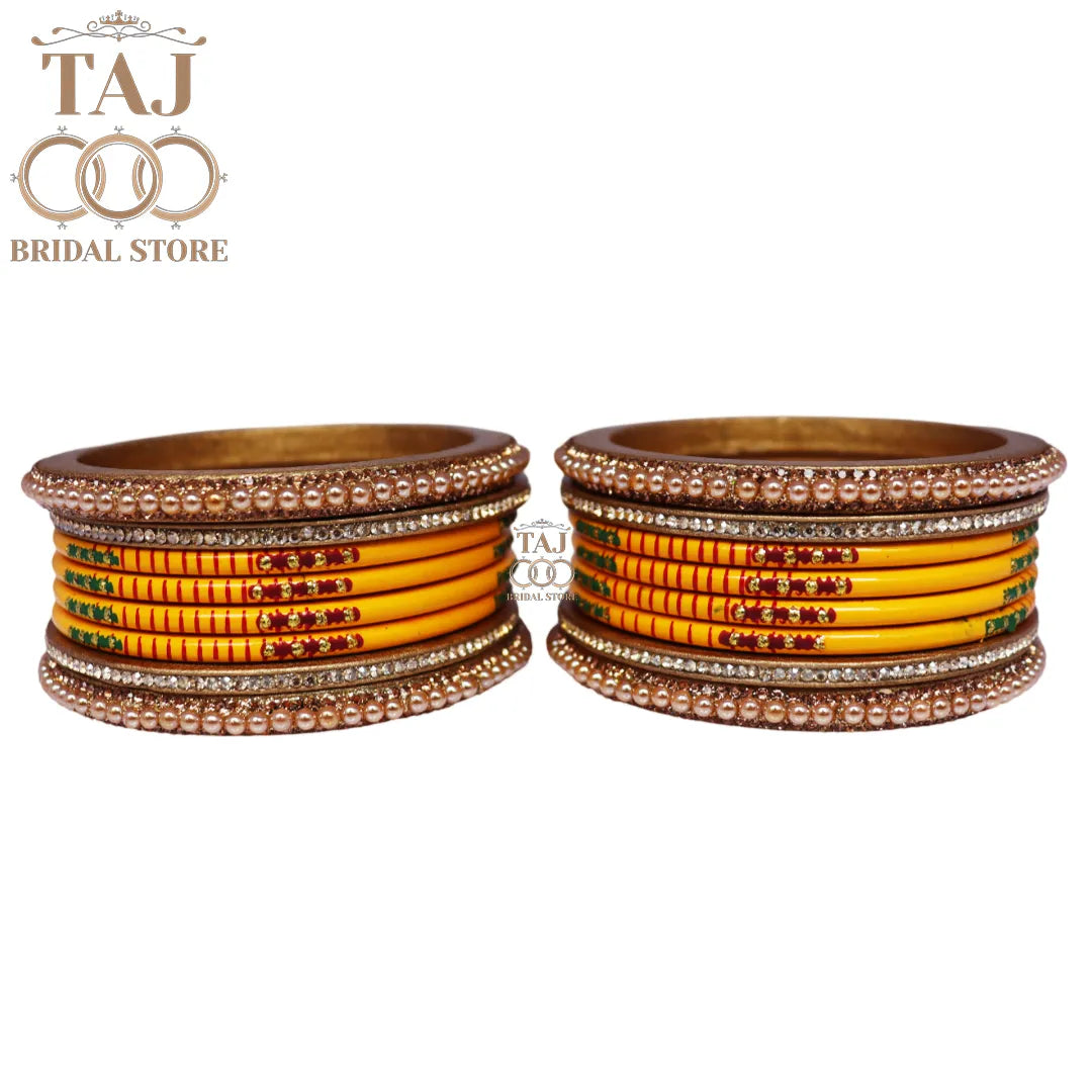Diwali Special Short Lac Bangle Set with Beautiful Handpaint Design