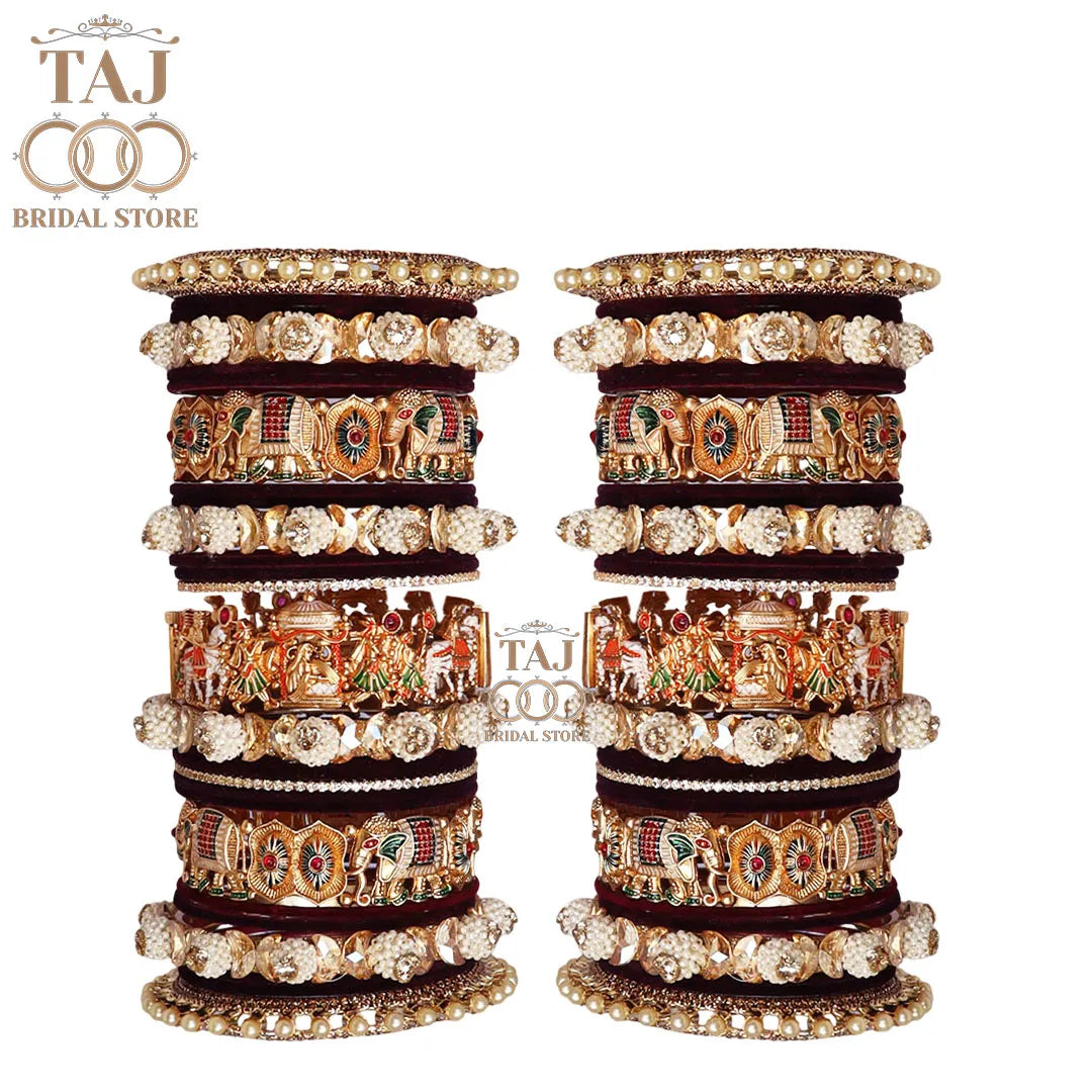 Luxurious Stylish Wedding Bangles Set With Beautiful Doli-Barat Design